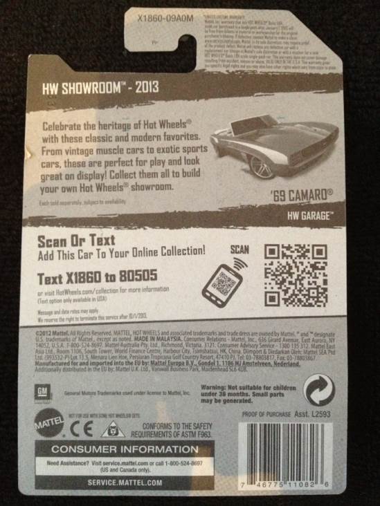 ’69 Camaro - HW Showroom toy car collectible - Main Image 2