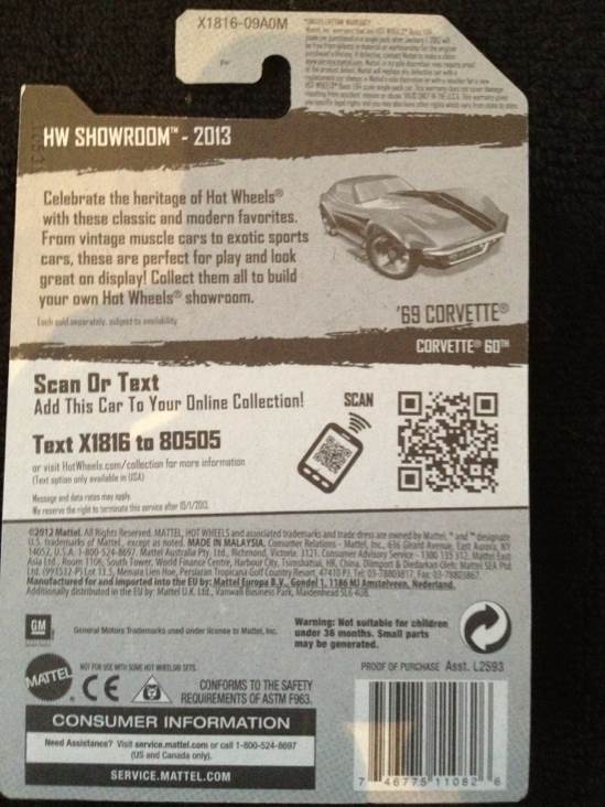 ’69 Corvette - HW Showroom toy car collectible - Main Image 2