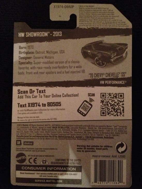 1970 Chevy Chevelle SS - HW Showroom: HW Performance toy car collectible - Main Image 2