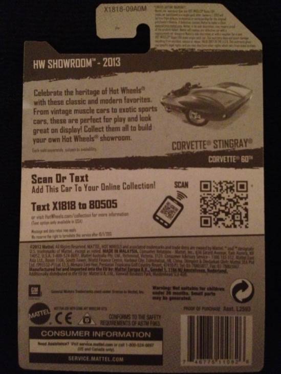 Corvette Stingray - HW Showroom toy car collectible - Main Image 2