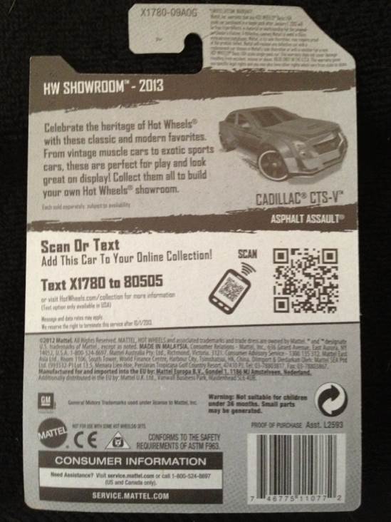 Cadillac CTS-V - 2013 HW Showroom - Asphalt Assault toy car collectible - Main Image 2