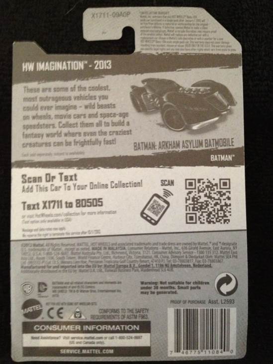 Batman: Arkham Asylum Batmobile - 2013 Batman Series toy car collectible - Main Image 2