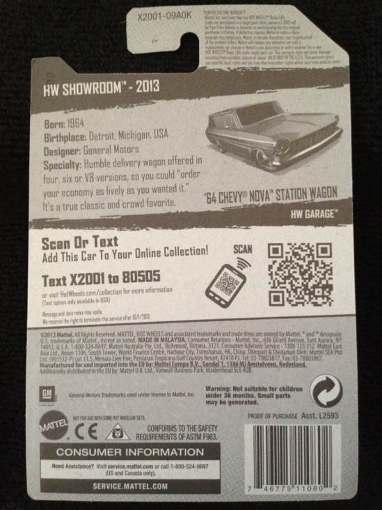 1964 Chevrolet Chevy Nova Station Wagon - 2013 HW Showroom - Garage toy car collectible - Main Image 2