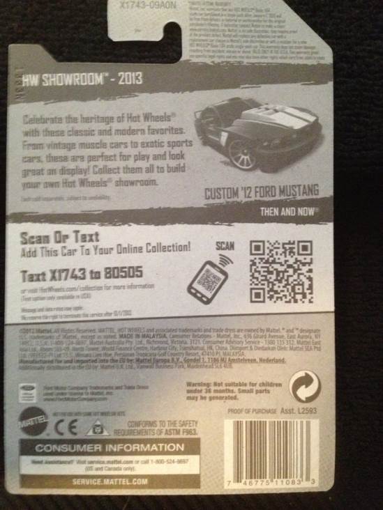 Custom ’12 Fird Mustang - 2013 HW Showroom - Then & Now toy car collectible - Main Image 2