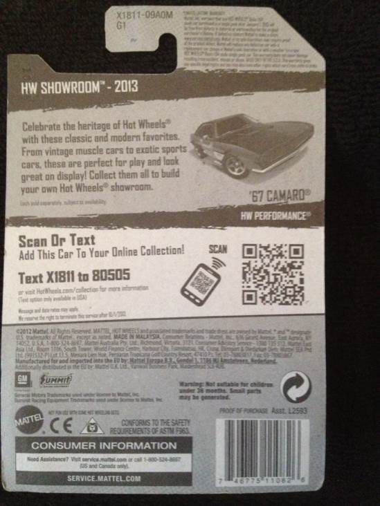 ’67 Camaro - HW Showroom - HW Performance toy car collectible - Main Image 2