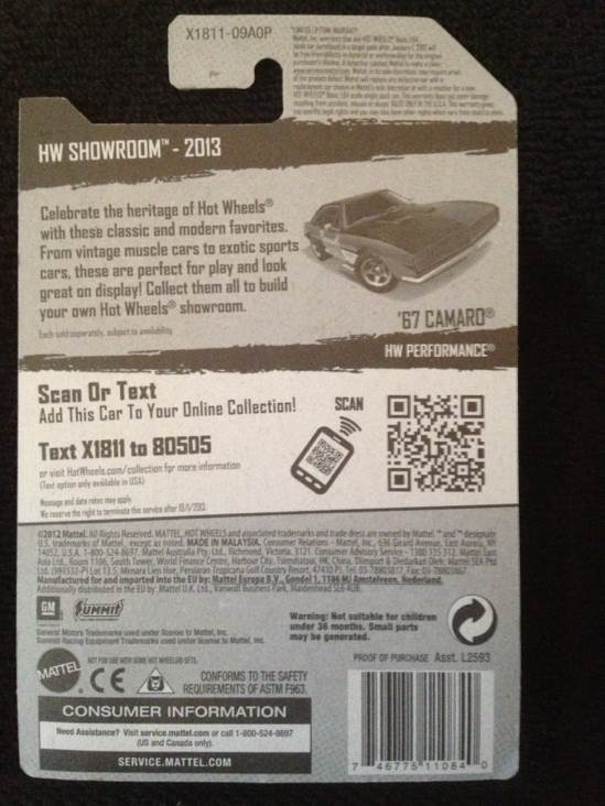 ’67 Camaro - HW Performance toy car collectible - Main Image 2