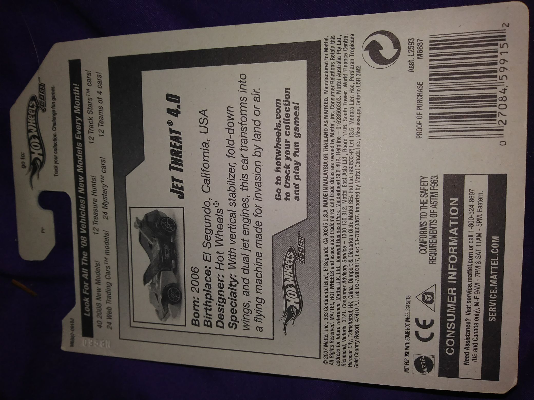 Jet Threat 4.0 - 2008 Team: Jet Rides toy car collectible - Main Image 2