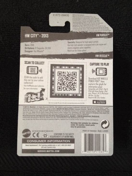 HW Pursuit - 2013 HW City - Rescue toy car collectible - Main Image 2