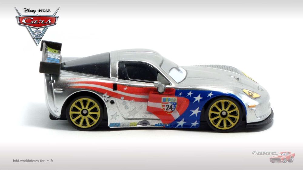 Jeff Gorvette with Metallic Finish - (2011 - Cars 2) KMART / SILVER RACER SERIES (10) toy car collectible - Main Image 3