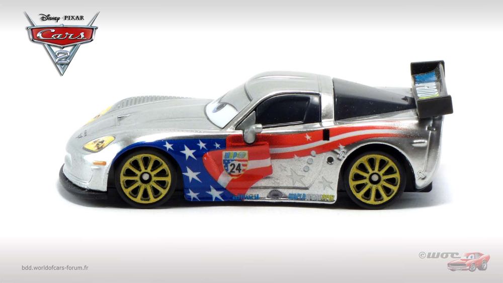 Jeff Gorvette with Metallic Finish - (2011 - Cars 2) KMART / SILVER RACER SERIES (10) toy car collectible - Main Image 4