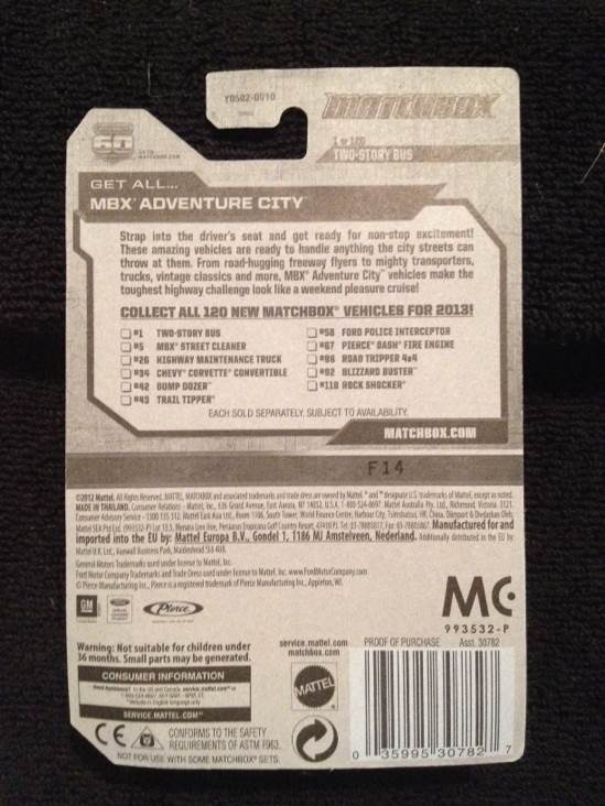 Two-Story Bus - MBX Adventure City toy car collectible - Main Image 2