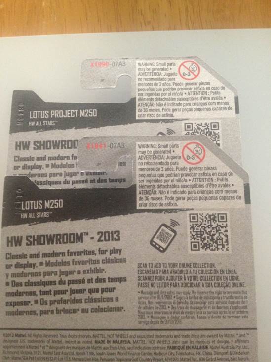 171/250 Lotus M250 - 2013 HW Showroom toy car collectible - Main Image 2