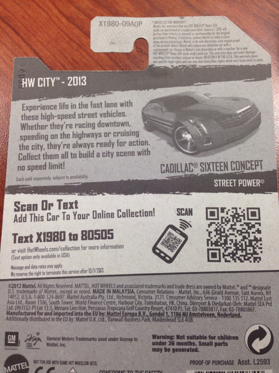 Cadillac Sixteen Concept - 2013 HW City - Street Power toy car collectible - Main Image 2