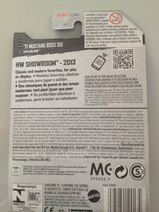 224/250 71 Mustang Boss 351 - 2013 HW Showroom toy car collectible - Main Image 2