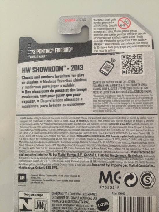 73 Pontiac Firebird - 2013 HW Showroom toy car collectible - Main Image 2