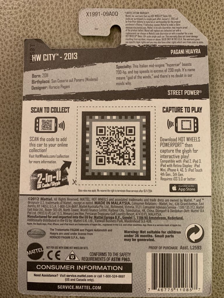 Pagani Huayra X1991 - ‘13 HW City toy car collectible - Main Image 2