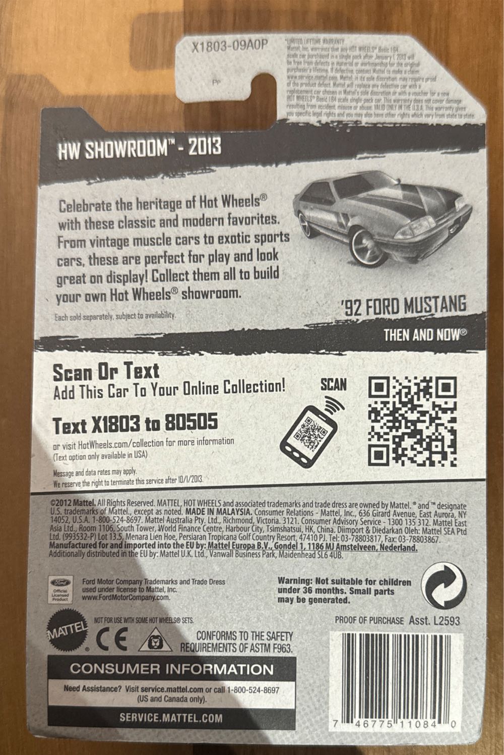 ’92 Ford Mustang - 2013 HW Showroom - Then & Now toy car collectible - Main Image 2