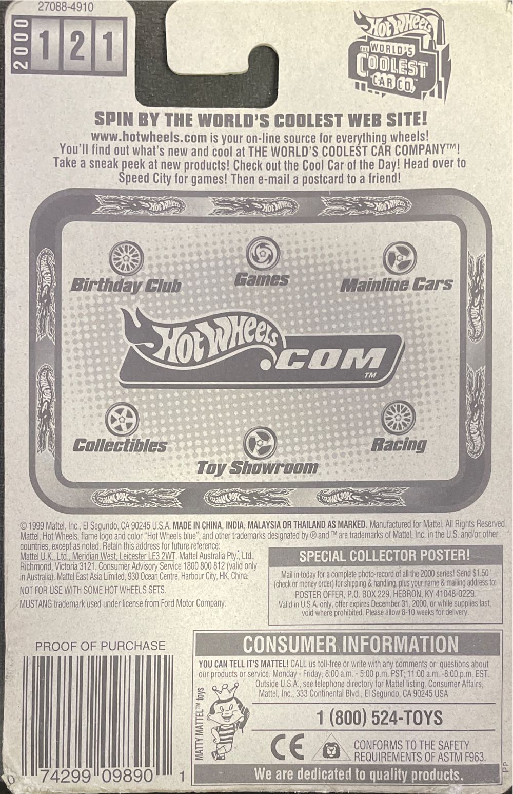 #121 Mustang Cobra - 2000 - HW Mainline™️ toy car collectible - Main Image 2