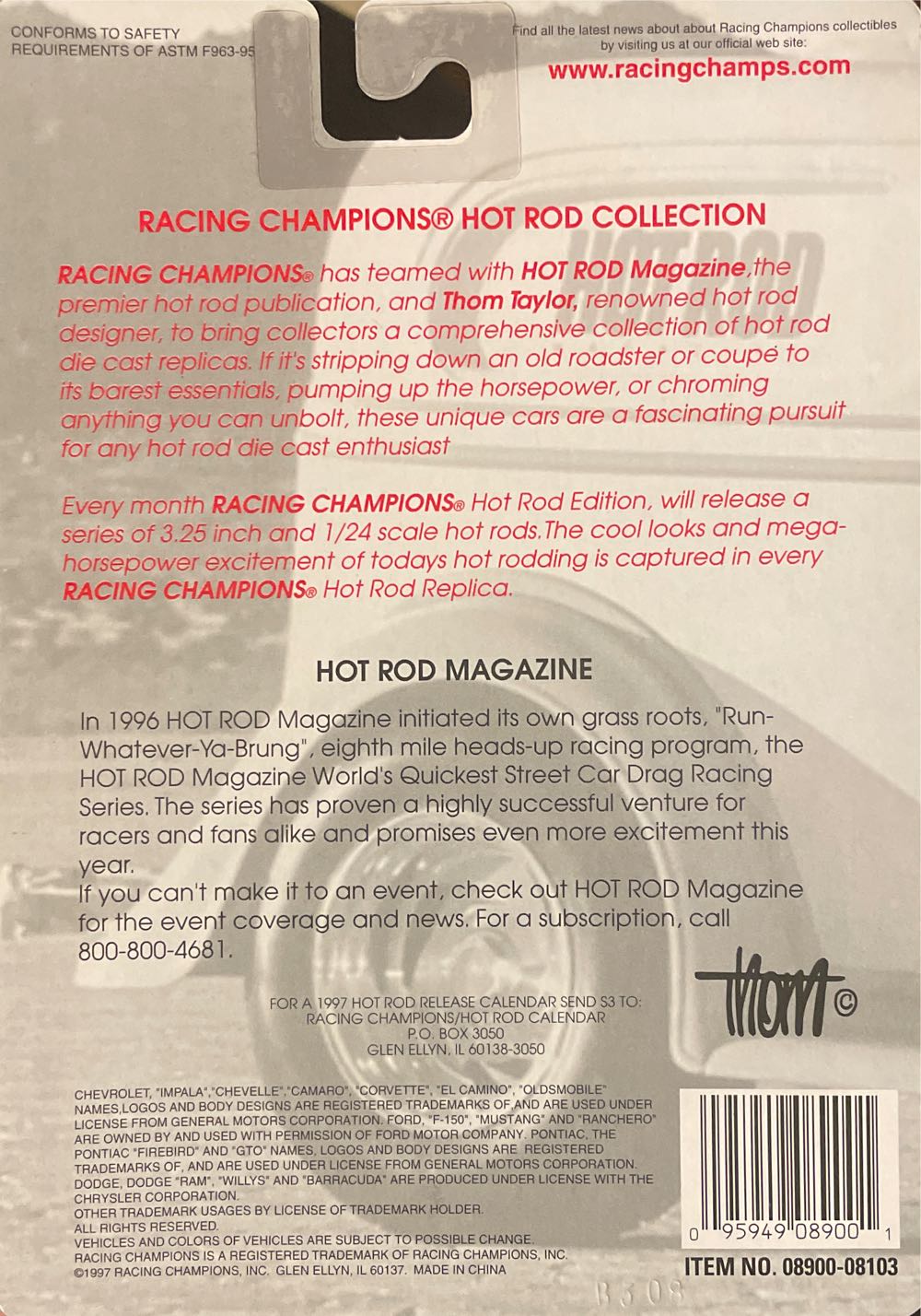 Racing Champions 1997 Hot Rods - Hot Rods toy car collectible - Main Image 2