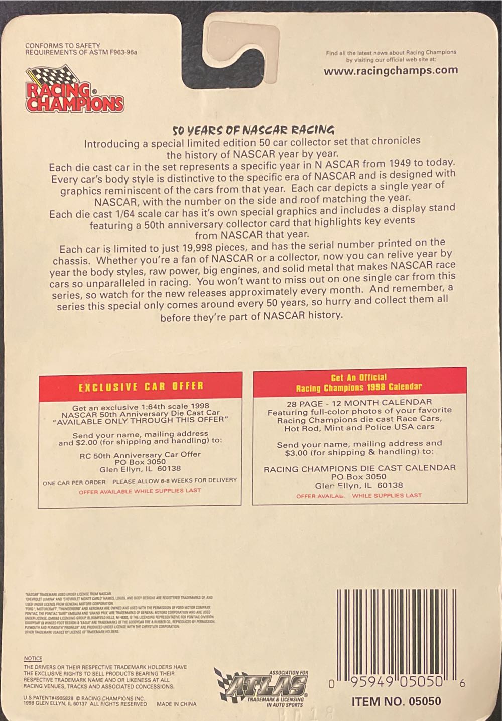 Racing Champions 1998 50th Anniversary - Racing Champion 50th Anniversary toy car collectible - Main Image 2