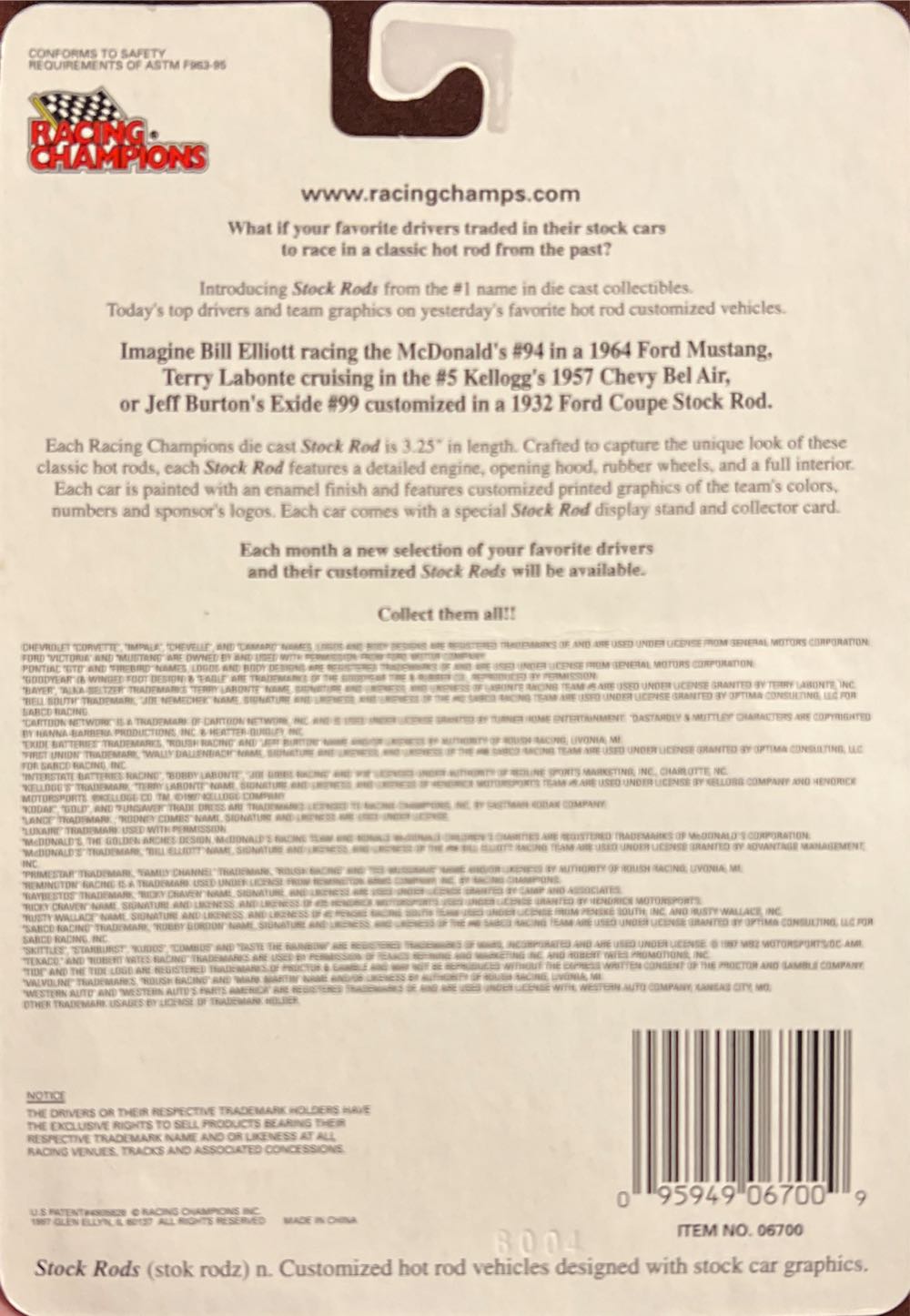 Racing Champions 1997 Stock Rods - Stock Rods toy car collectible - Main Image 2