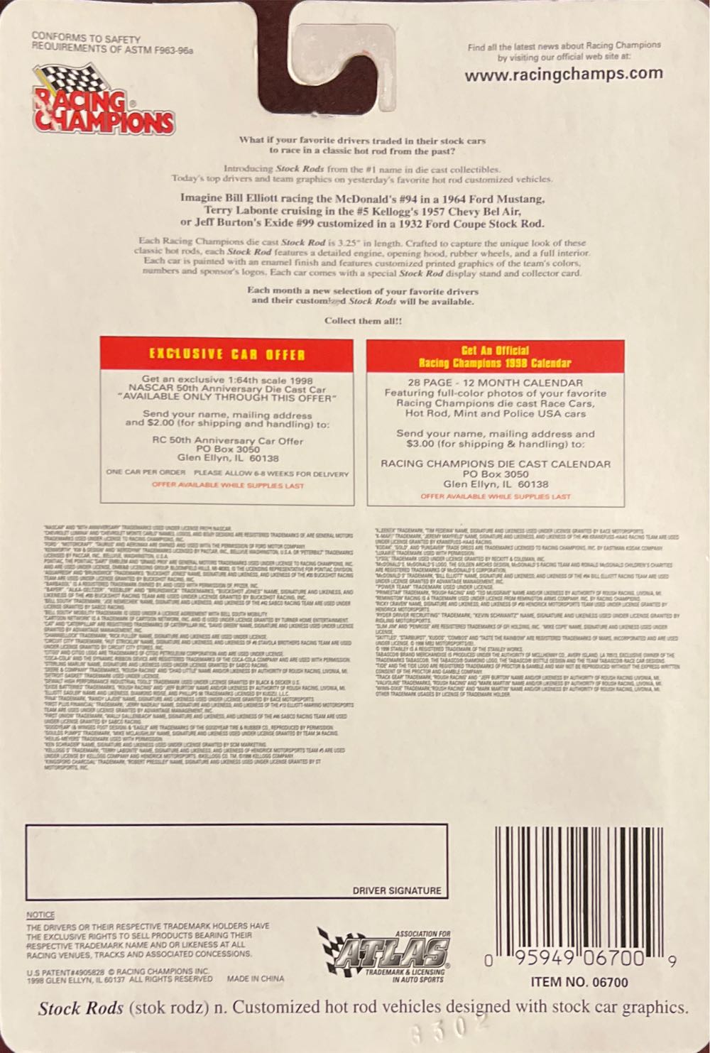 Racing Champions 1998 Stock Rods - Stock Rods toy car collectible - Main Image 2