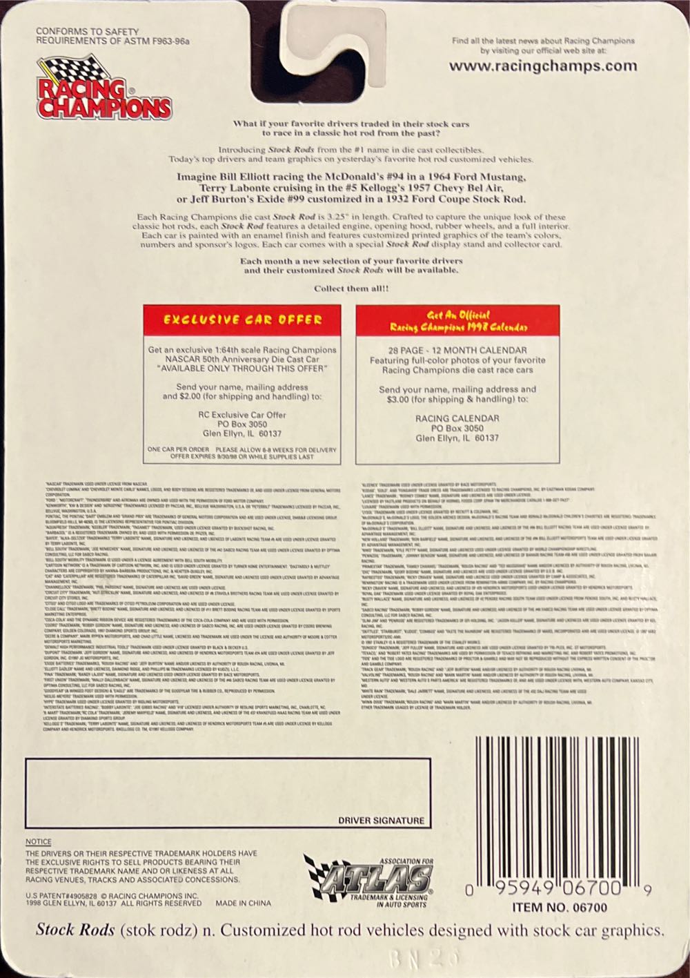 Racing Champions 1998 Stock Rods - Stock Rods toy car collectible - Main Image 2