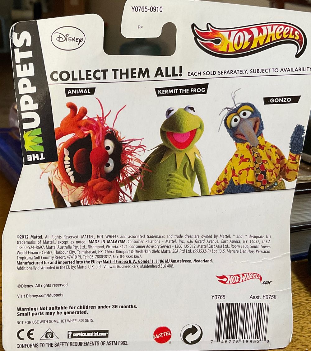 *’Muppets’: ”Kermit”, Green - Hot Wheels: Character Cars - Muppets toy car collectible - Main Image 3