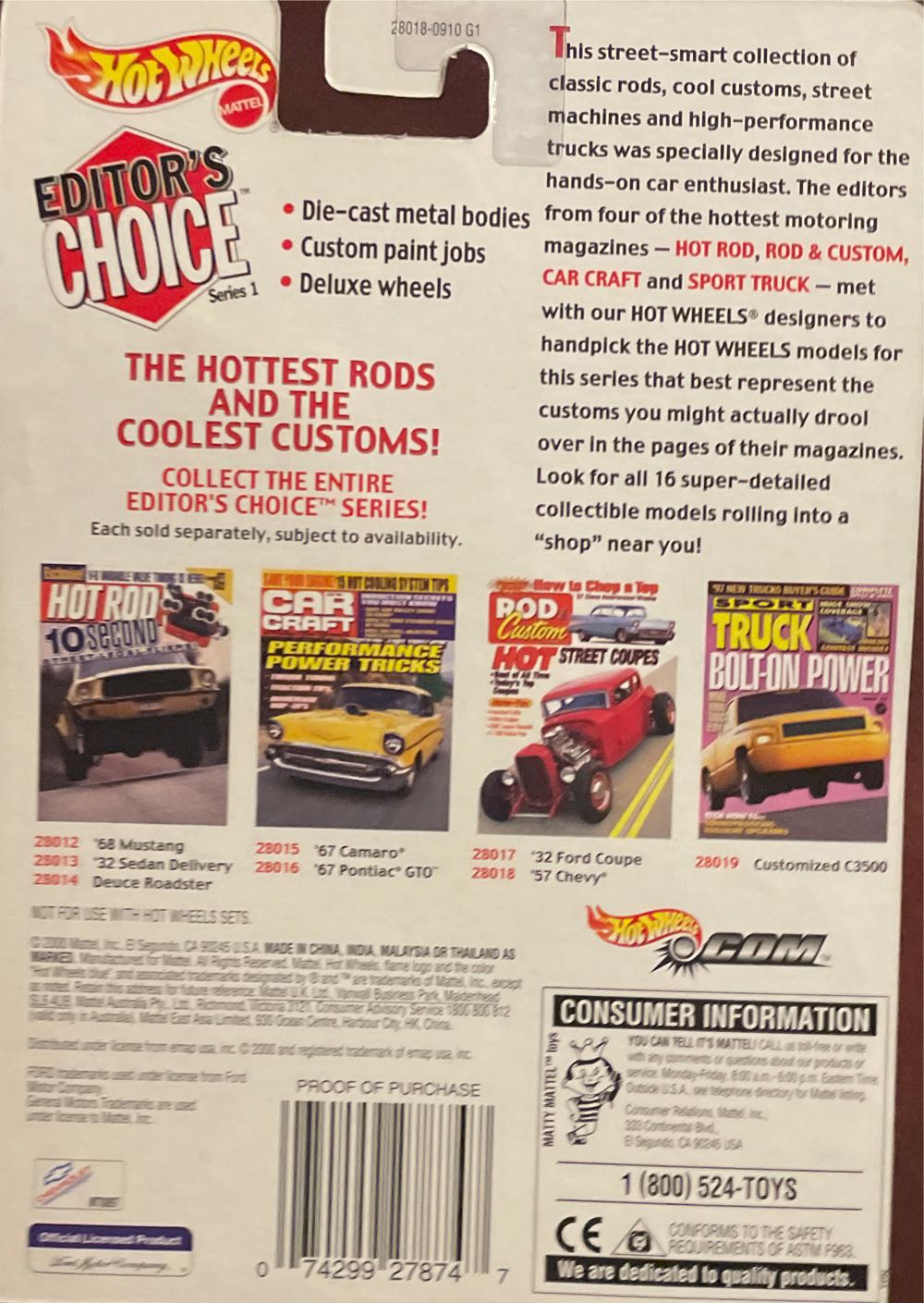 Hotwheels 2000 Rod Custom - Editor’s Choice toy car collectible - Main Image 2