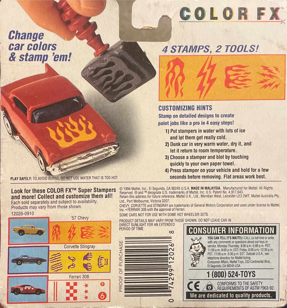 Hotwheels 1994 Color FX - Super Stampers toy car collectible - Main Image 2