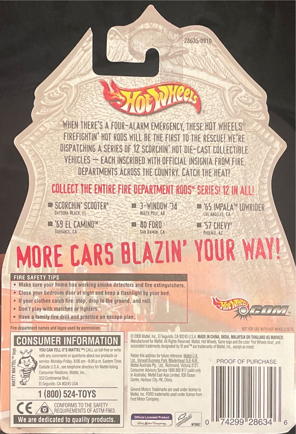 Hotwheels 2000 Fire Department Rods - Fire Department Rods toy car collectible - Main Image 3