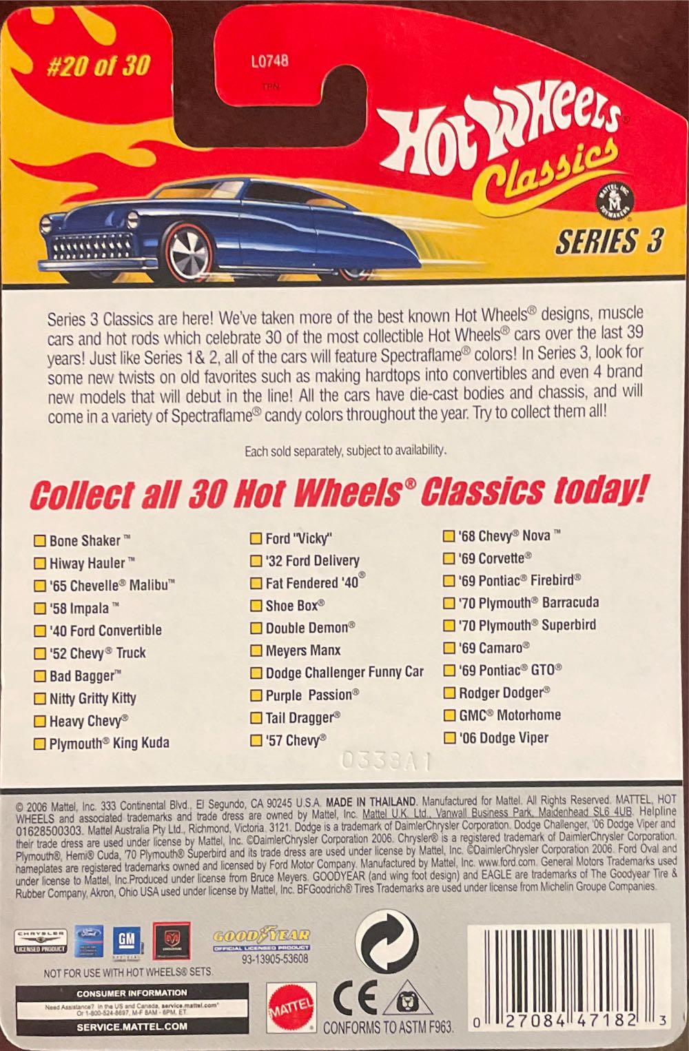 Hotwheels 2006 Classic Series 3 - Hotwheels Classic Series 3 toy car collectible - Main Image 2