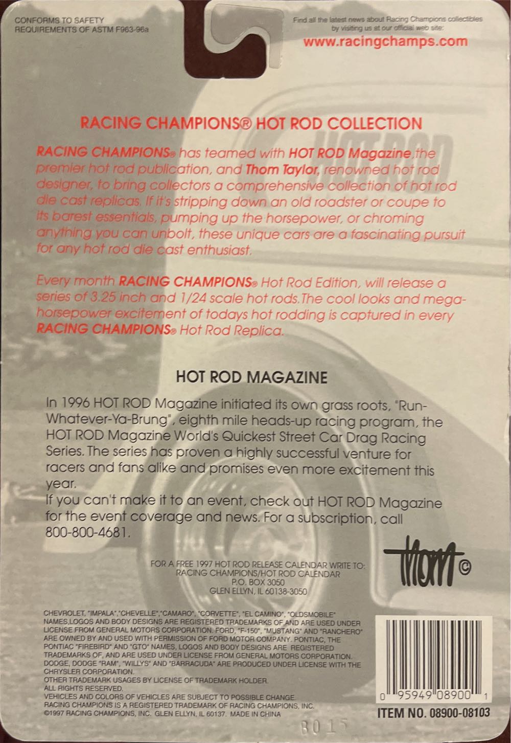 Racing Champions 1997 Hot Rod Magazine - Hot Rod Magazine toy car collectible - Main Image 2