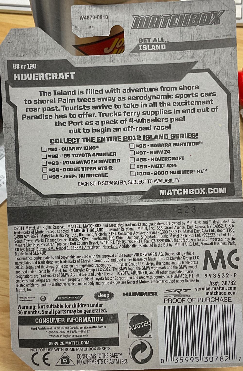 *’Hovercraft’, Clear Orange & Pearl White, ’Pirate Chaser’ - Matchbox: MBX Island toy car collectible - Main Image 3