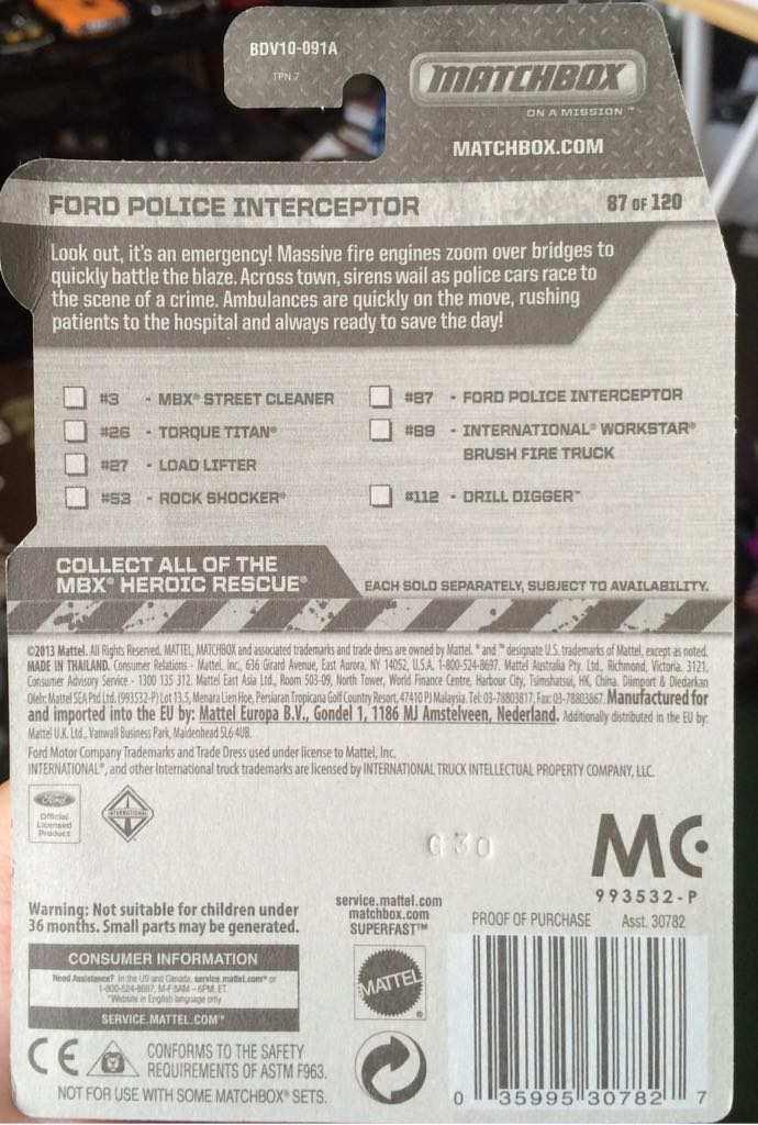 MB: 2010 Ford Police Interceptor - MBX Heroic Rescue toy car collectible - Main Image 2