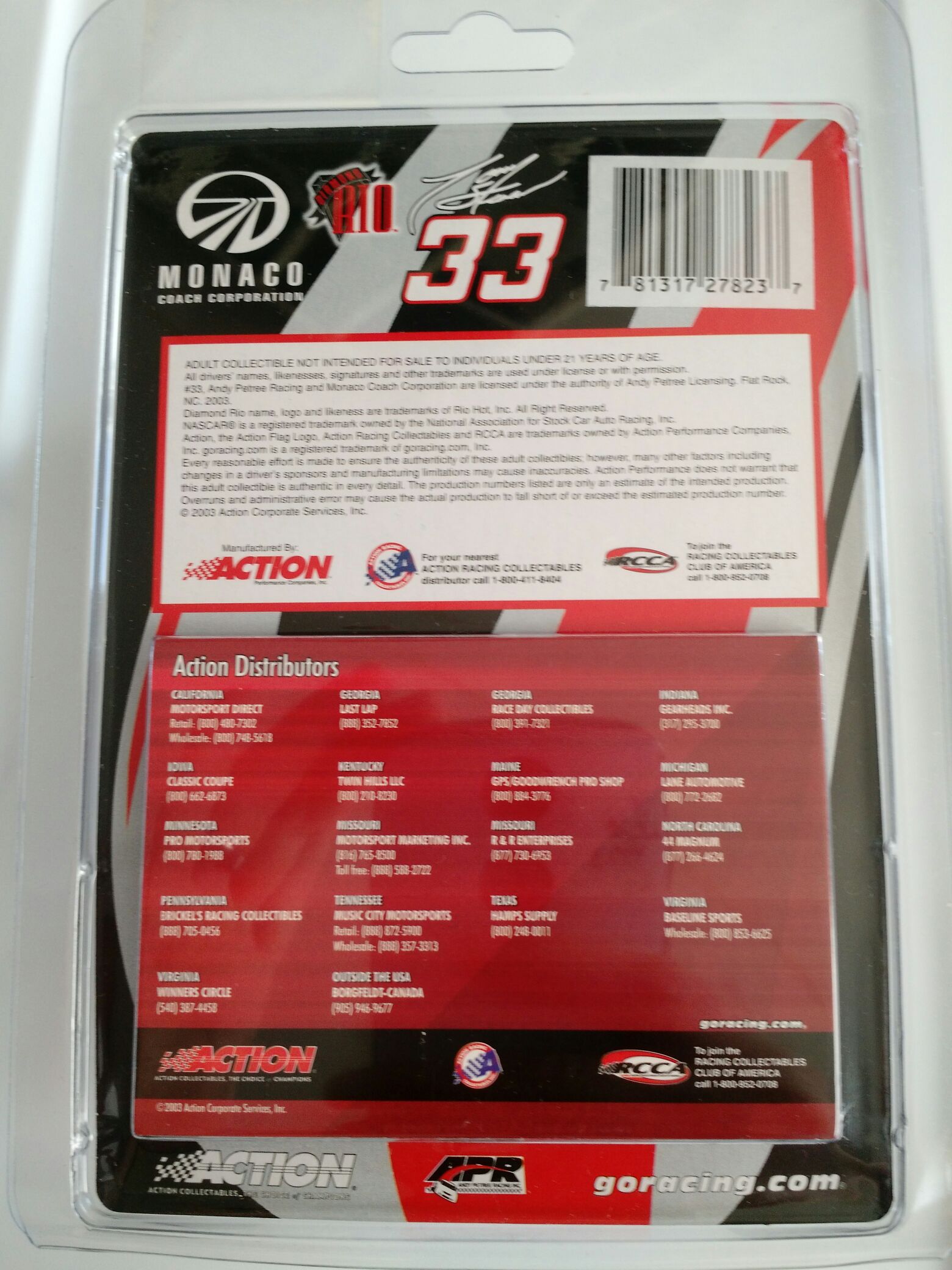 Tony Stewart Diamond Rio truck - NASCAR Craftsman Truck toy car collectible - Main Image 2