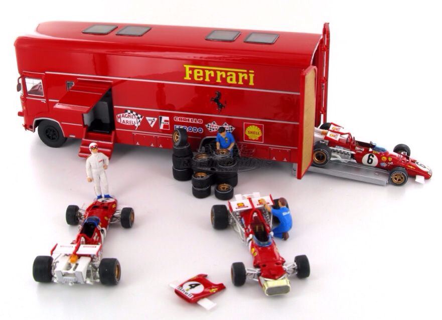 Ferrari Race Transporter Set GP Italy Formula 1 1970 - Brumm toy car collectible - Main Image 1