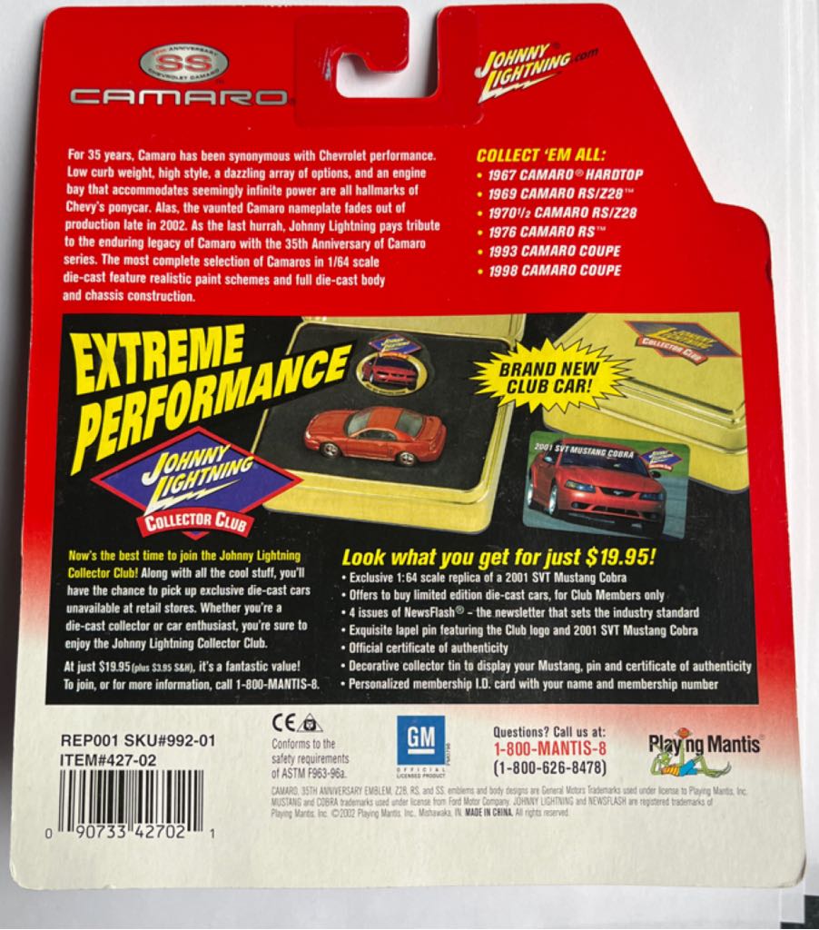 1998 Camaro Coupe - 2002 - JL - 35th Anniversary Camaro toy car collectible - Main Image 2