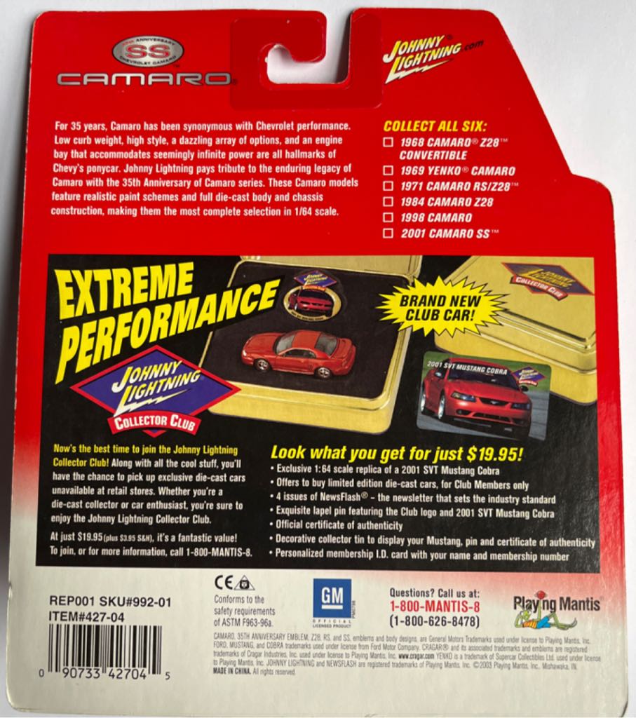 1998 Camaro - 2002 - JL - 35th Anniversary Camaro toy car collectible - Main Image 2