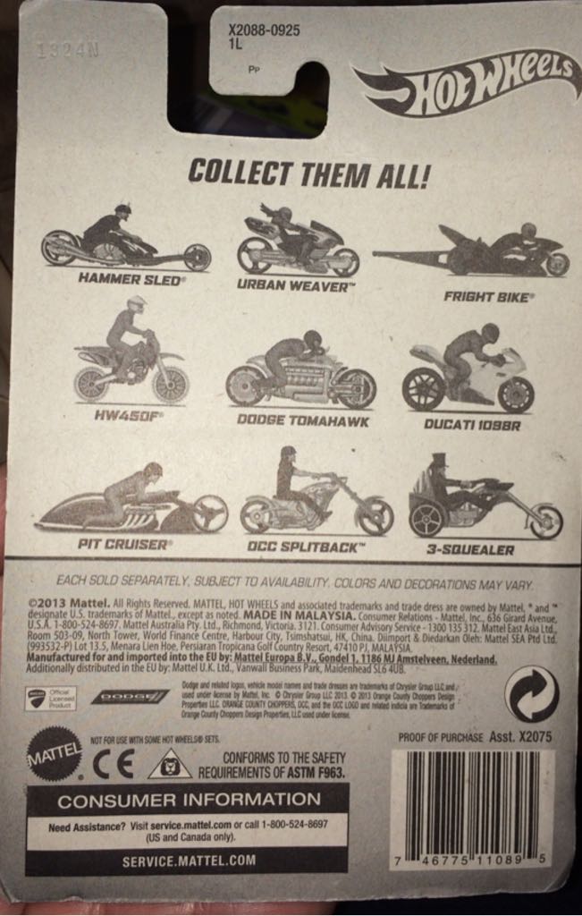 3 Squealer - HW Motorcycles toy car collectible - Main Image 2