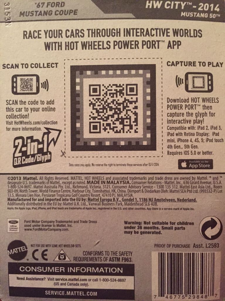 ’67 Ford Mustang Coupe - ’14 HW City toy car collectible - Main Image 2