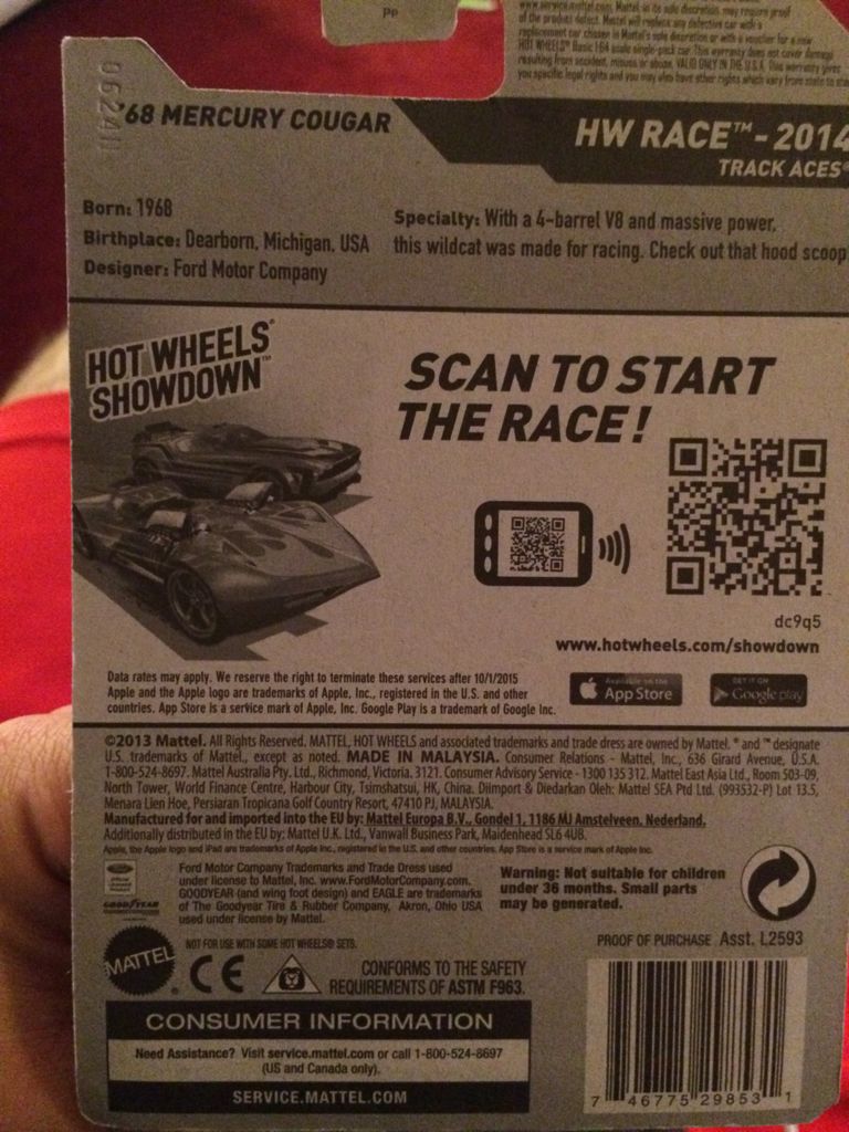 ‘68 Mercury Cougar - HW Race toy car collectible - Main Image 2