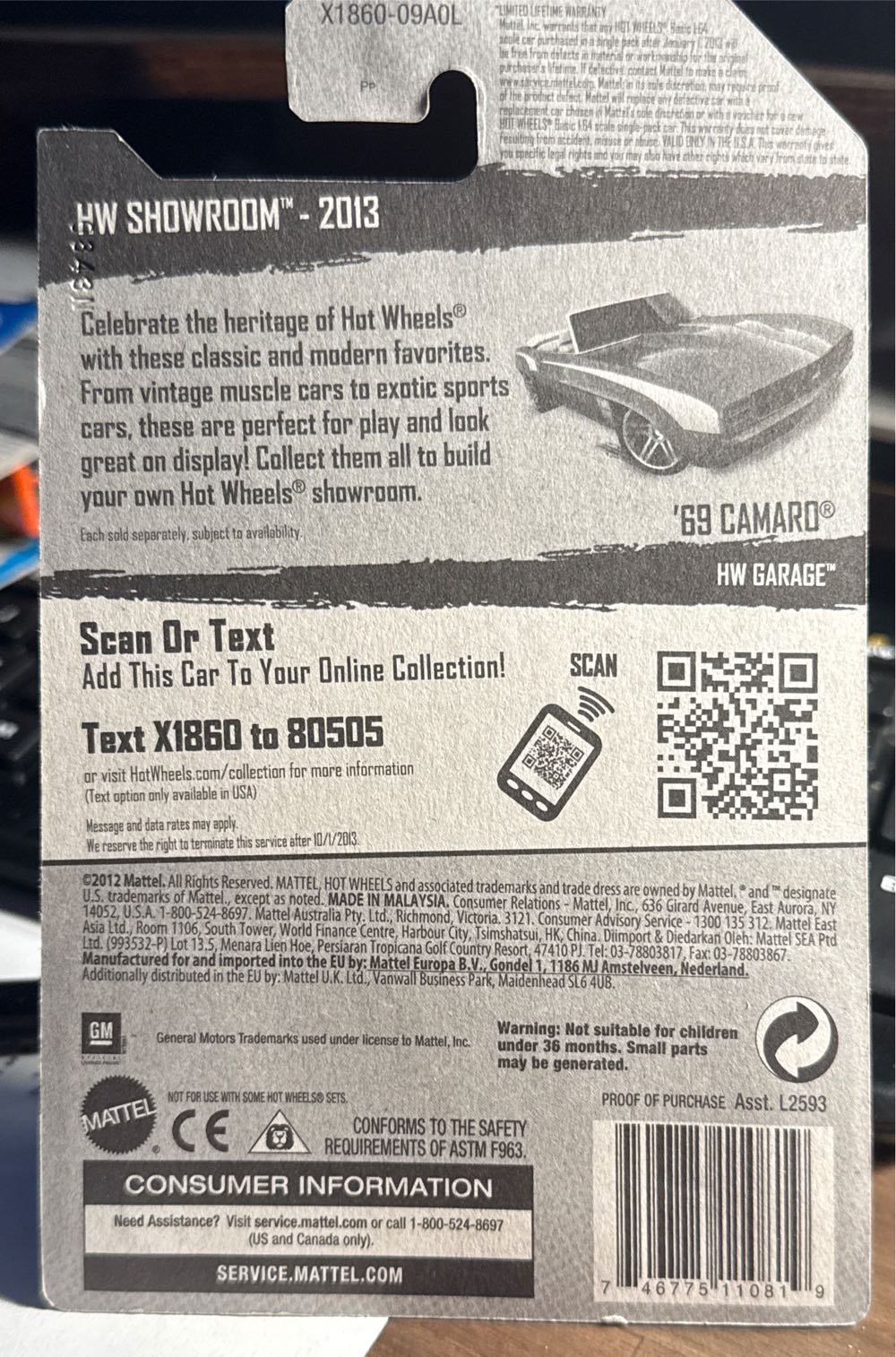 ‘69 Camaro - 2013 HW Showroom toy car collectible - Main Image 3