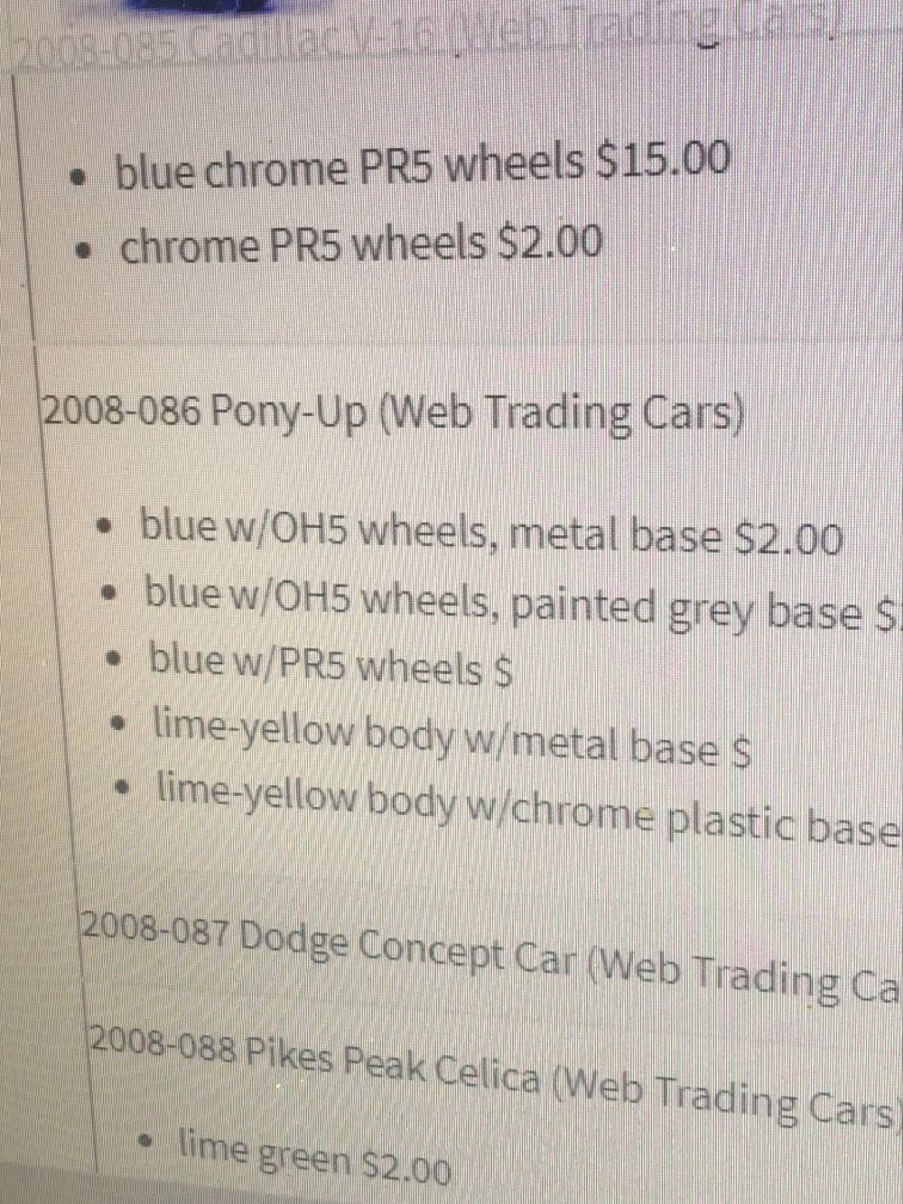 Pony-Up - Web Trading Cars toy car collectible - Main Image 3
