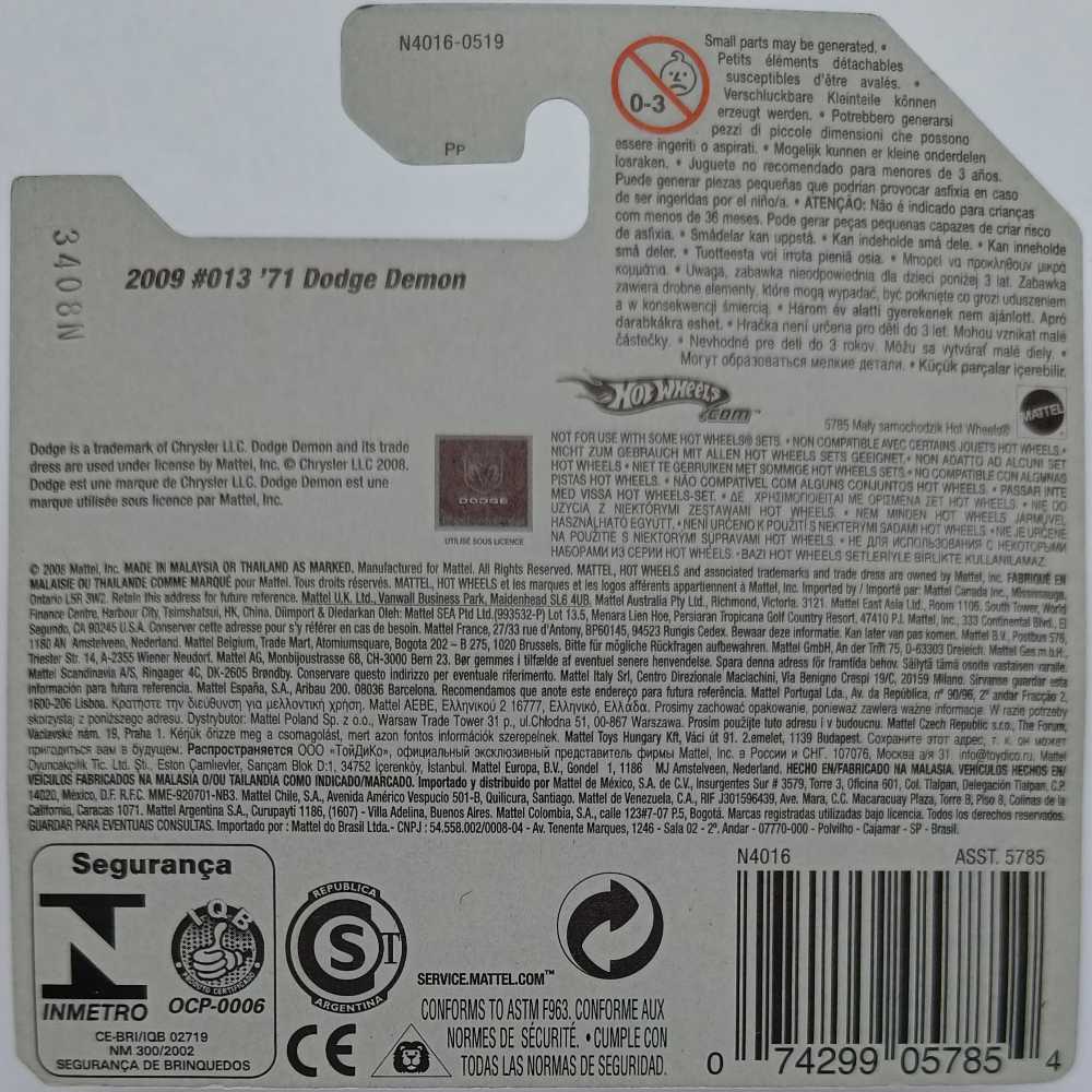 Dodge Demon, ’71 (Snow Flake) - 2009 New Models toy car collectible - Main Image 2