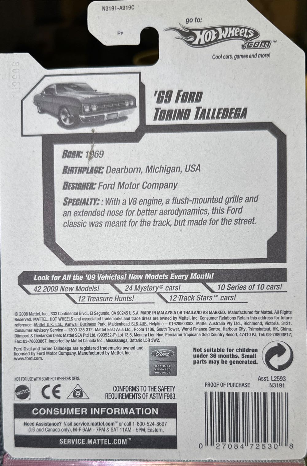 Ford Torino Talladega ‘69 - 2008 - HW First Editions toy car collectible - Main Image 3