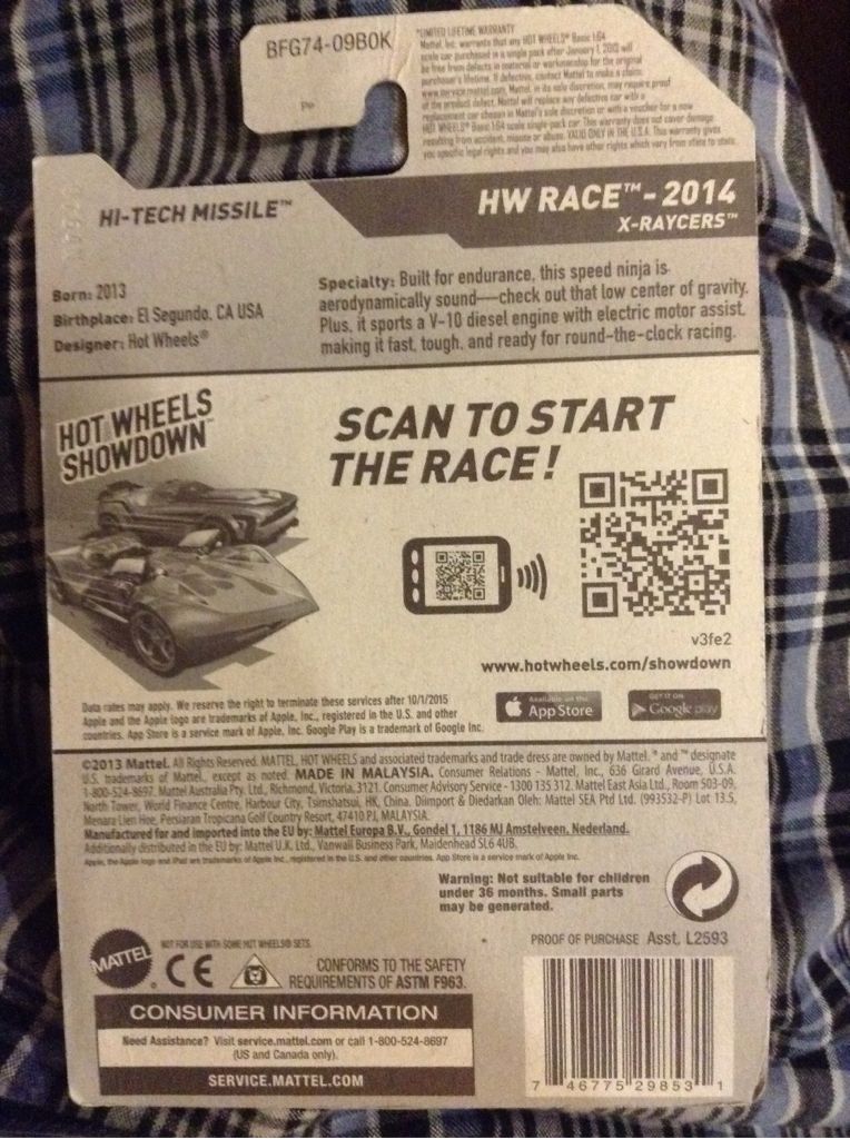 Hi-Tech Missile - 2014 - HW Race - X-Raycers toy car collectible - Main Image 2