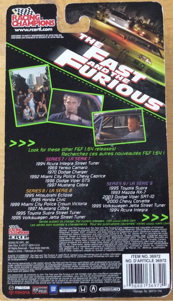 Racing Champions Viper - The Fast And The Furious toy car collectible - Main Image 2