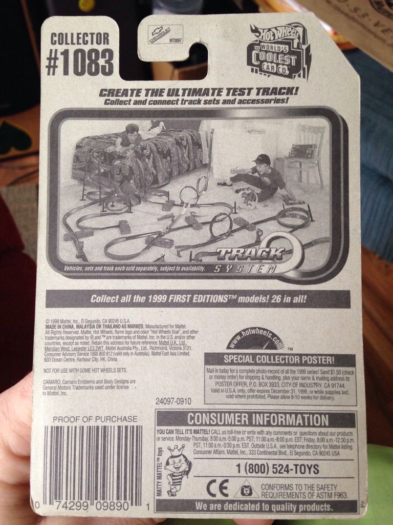 Blown Camaro (Teal) #1083 - Mattel Wheels toy car collectible - Main Image 2