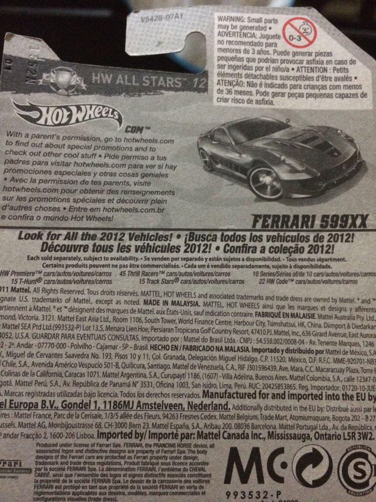 Ferrary 599xx - HW All Stars ’12 toy car collectible - Main Image 2